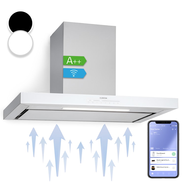 Exaustor Alinea 90, 90 cm Exaustor de parede Wi-Fi A++ 500m³/h Touch 90 cm | Branco