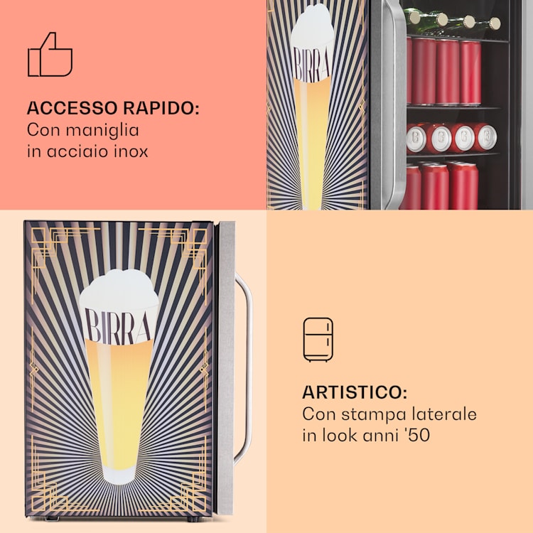 Beersafe 70 Birra Edition - Frigorifero, 70 litri, 3 ripiani, sportello panoramico in vetro, acciaio inox 70 Ltr (Birra Edition) | Acciaio inox