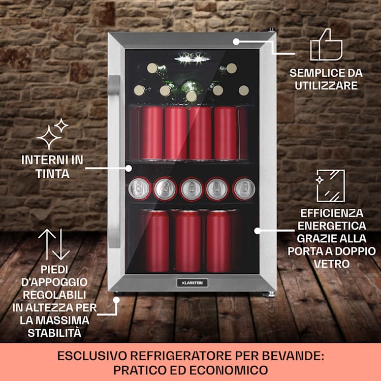 Beersafe 70 Birra Milano Edition - Frigorifero, 70 litri, 3 ripiani, sportello panoramico in vetro, acciaio inox 70 Ltr (Birra Milano Edition) | Argento
