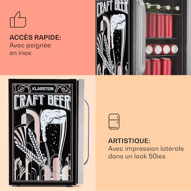 Beersafe 70 Craft Beer Edition koelkast 70 liter 3 roosters glazen panoramadeur rvs 70 Ltr (Craft Beer Edition) | Zilver