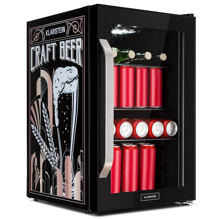 Beersafe 70 Craft Beer Edition, lodówka na napoje, chłodziarka, 70 l, 3 półki, panoramiczne szklane drzwi, stal nierdzewna 70 Ltr (Craft Beer Edition) | Czarny