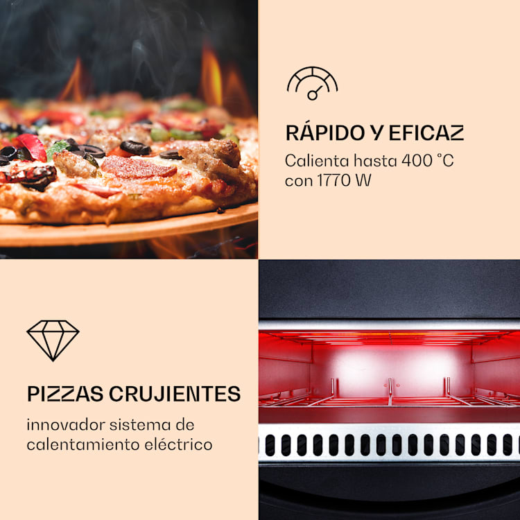 Arezzo Horno de pizza Piedra de pizza extraíble Carcasa de acero 1770 W 160-400 °C