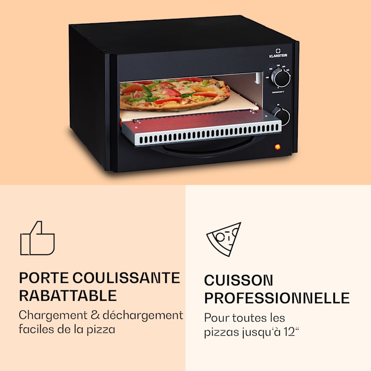 Four à pizza Arezzo pierre à pizza amovible boîtier en acier 1770 W 160 - 400 °C