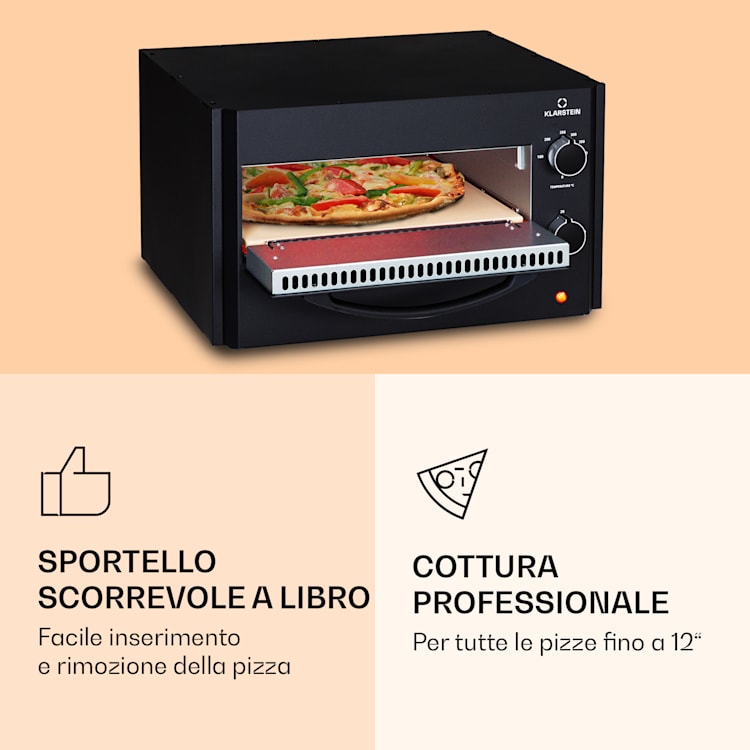 Arezzo - Forno per pizza, pietra refrattaria rimovibile, alloggiamento in acciaio, 1770 W, 160-400 °C