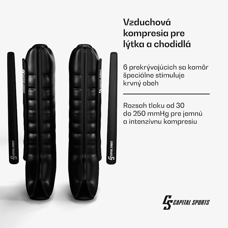 Hyper Cap vzduchový kompresný návlek, 6 oddielov, jemná až intenzívna kompresia polovica nohy | Čierna