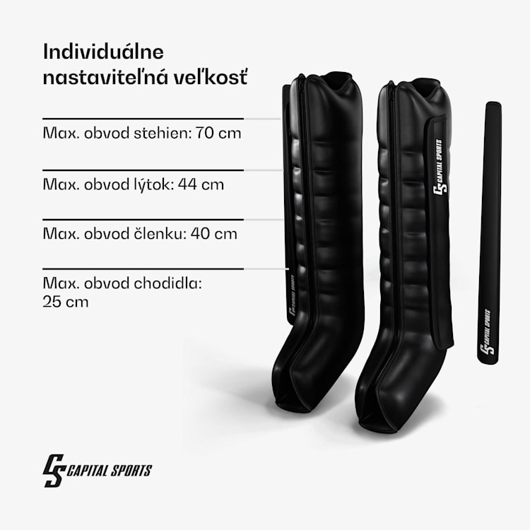 Hyper Cap vzduchový kompresný návlek, 6 oddielov, jemná až intenzívna kompresia polovica nohy | Čierna