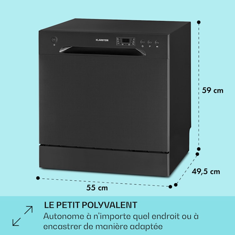 Amazonia 8 Lave-vaisselle 1620 watts pour 8 couverts 49 dB Aquastop Anthracite