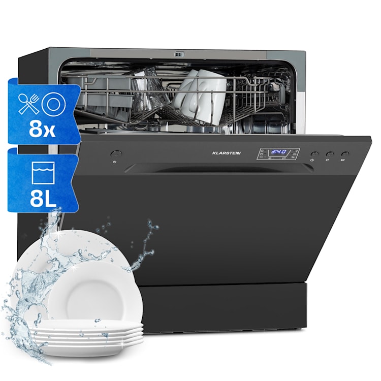 Amazonia 8 Geschirrspülmaschine 1620 Watt für 8 Maßgedecke 49 dB Aquastop Anthrazit