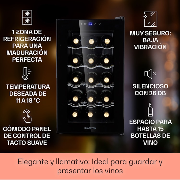 Barolo 15 Uno Vinoteca 48 L 15 botellas 11-18 ºC SingleZone 14 botellas | Negro