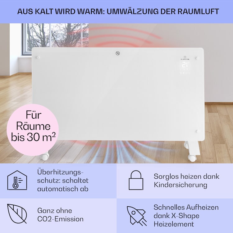 Bansin Crystal Smart Konvektions-Heizgerät 1500W 5 - 50 °C App-Steuerung 1500 W | Weiß