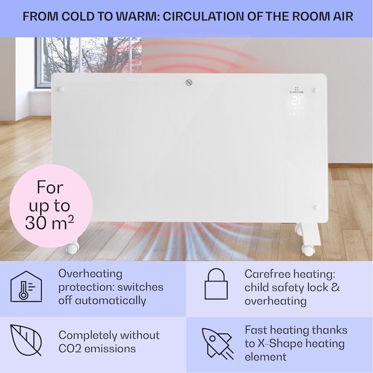 Bansin Crystal Smart, konvektorski grelnik, 1500 W, 5 - 50 °C, aplikacijski nadzor 1500 W | Bela