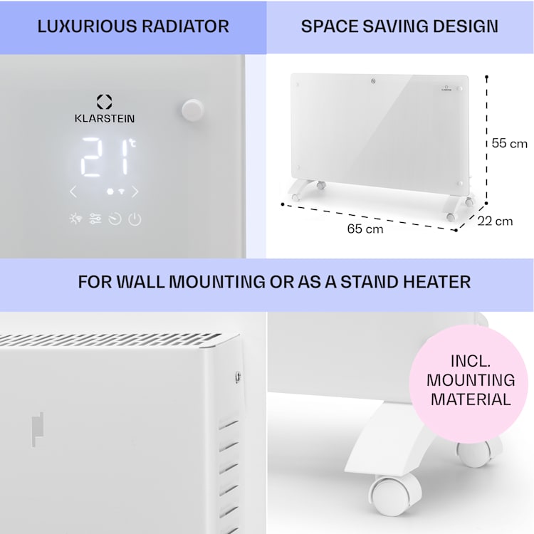Bansin Crystal Smart, konvektorski grelnik, 1500 W, 5 - 50 °C, aplikacijski nadzor 1500 W | Bela