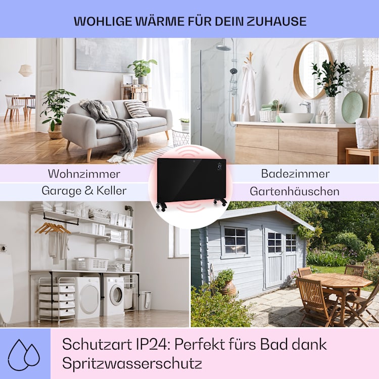 Bansin Crystal Smart Konvektions-Heizgerät 2500W 5 - 50 °C App-Steuerung 2500 W | Schwarz