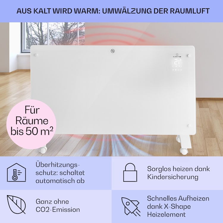 Bansin Crystal Smart Konvektions-Heizgerät 2500W 5 - 50 °C App-Steuerung 2500 W | Weiß