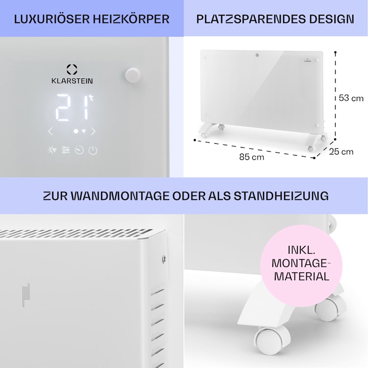 Bansin Crystal Smart Konvektions-Heizgerät 2500W 5 - 50 °C App-Steuerung 2500 W | Weiß