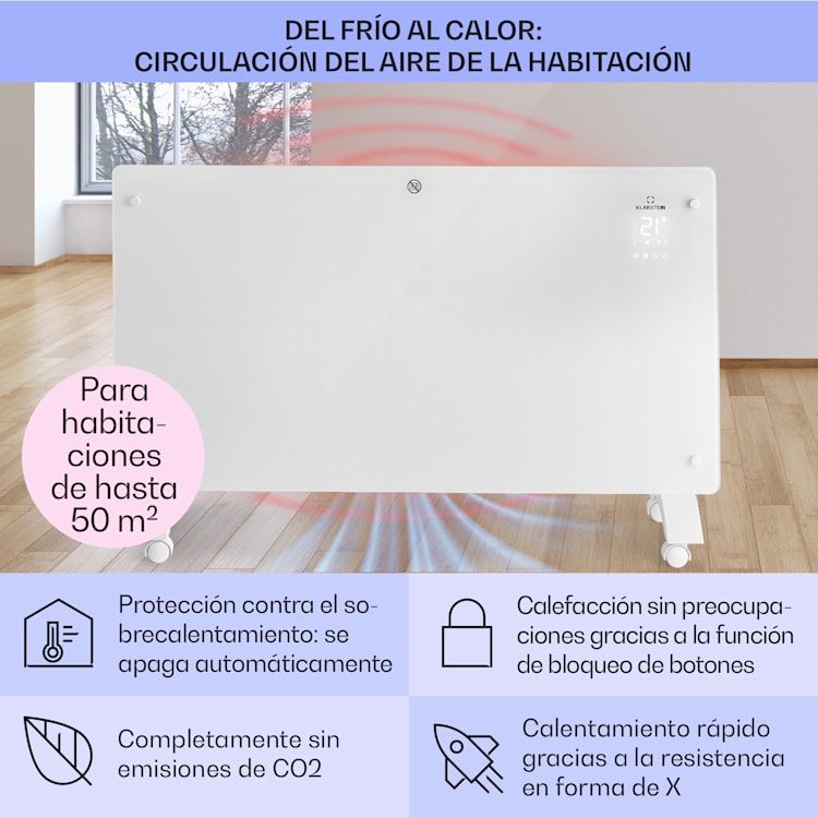Calentador de convección Bansin Crystal Smart 2500 W 5- 50ºC Manejo desde app 2500 W | Blanco