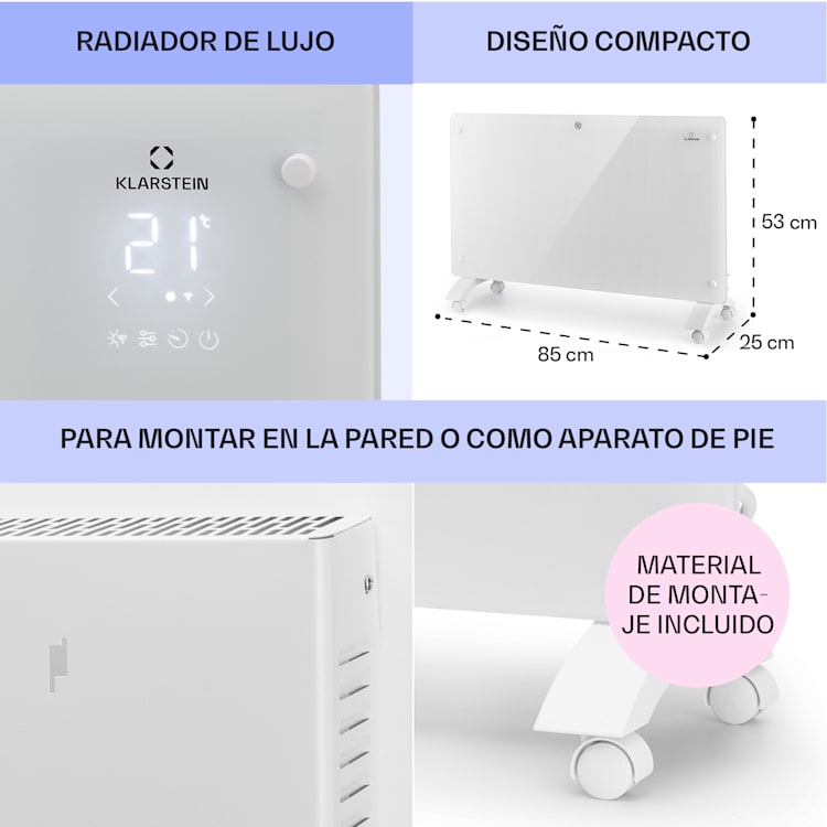 Calentador de convección Bansin Crystal Smart 2500 W 5- 50ºC Manejo desde app 2500 W | Blanco