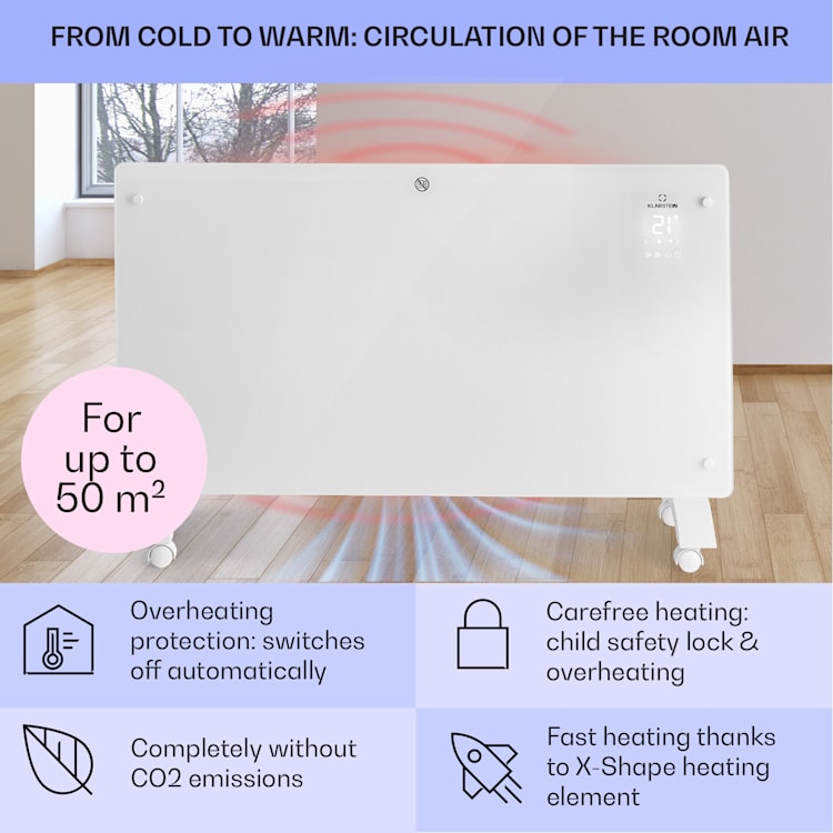 Bansin Crystal Smart, konvektorski grelnik, 2500 W, 5 - 50 °C, aplikacijski nadzor 2500 W | Bela