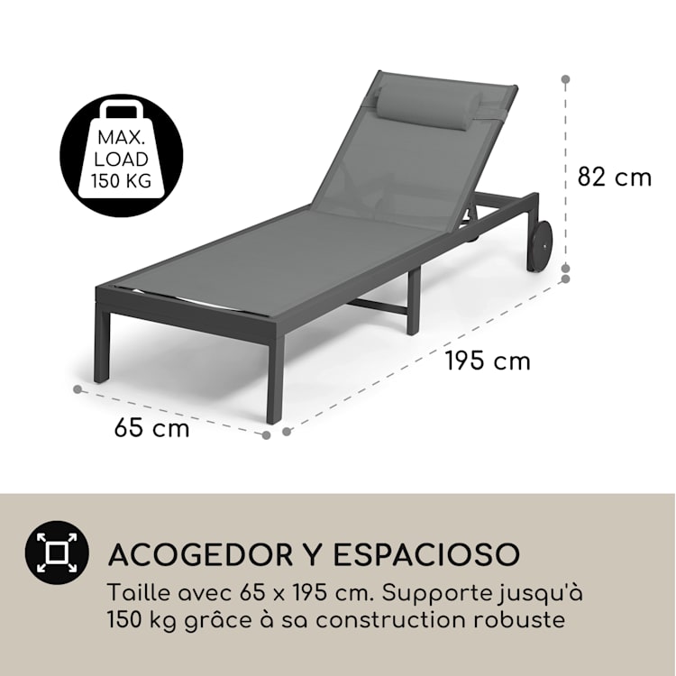Tumbona Lucca Poliéster Aluminio 4 posiciones Antracita