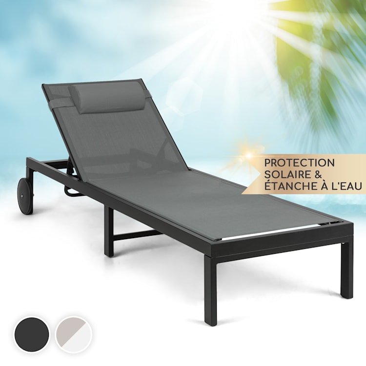 Lucca Lounger Chaise longue polyester aluminium 4 positions Anthracite