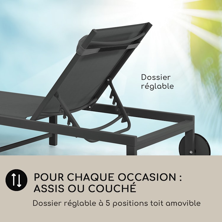 Lucca Lounger Chaise longue polyester aluminium 4 positions Anthracite