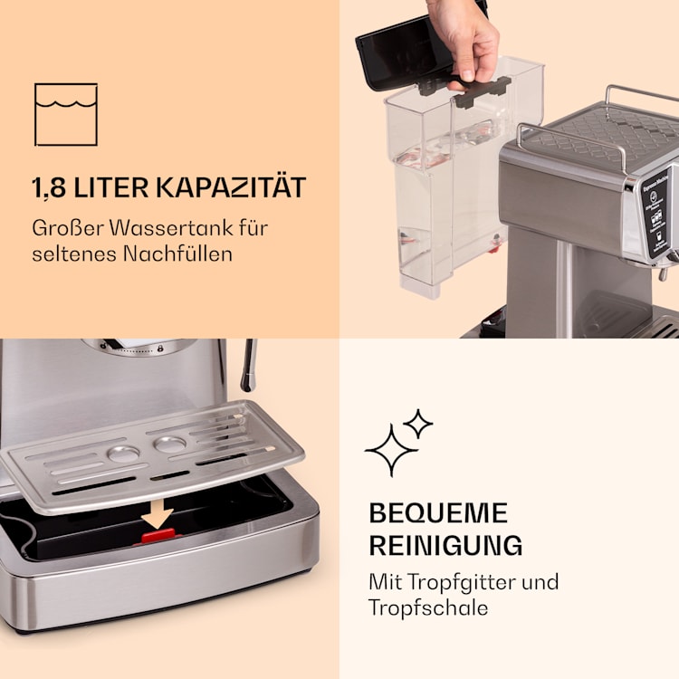 Libeica Espressomaschine 19 bar ca. 10 Tassen 1,8 Liter Milchschaum