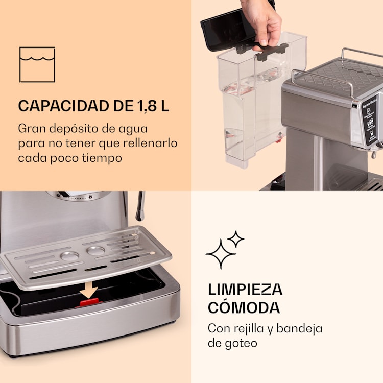 Máquina de café espresso Libeica 19 bar aprox. 10 tazas 1,8 litros de espuma de leche