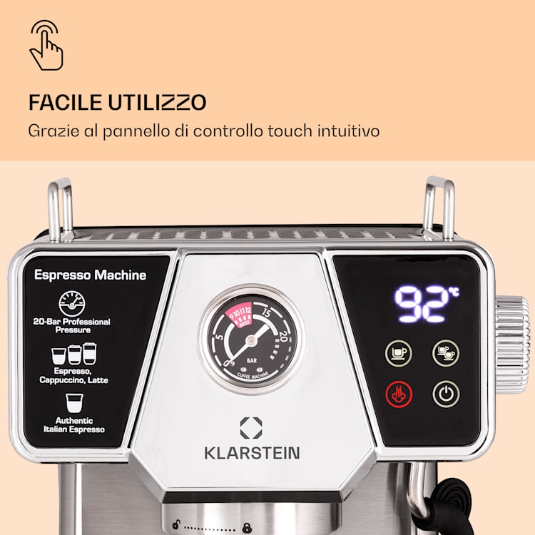 Libeica - Macchina del caffè, 19 bar, circa 10 tazze, 1,8 litri, ugello per montare il latte