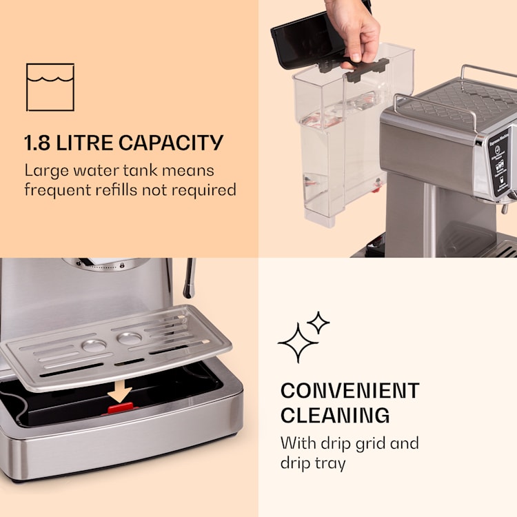 Libeica espresso machine 19 bar approx. 10 cups 1.8 litres milk foam