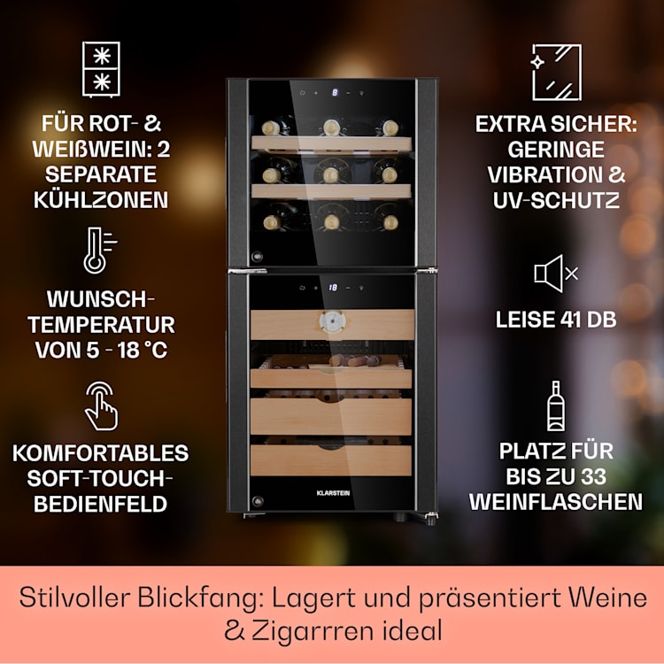 El Dorado 89 Humidor & Weinkühlschrank Touch 89L LED 89 Liter | Schwarz