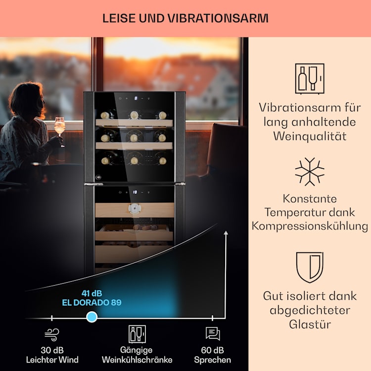 El Dorado 89 Humidor & Weinkühlschrank Touch 89L LED 89 Liter | Schwarz