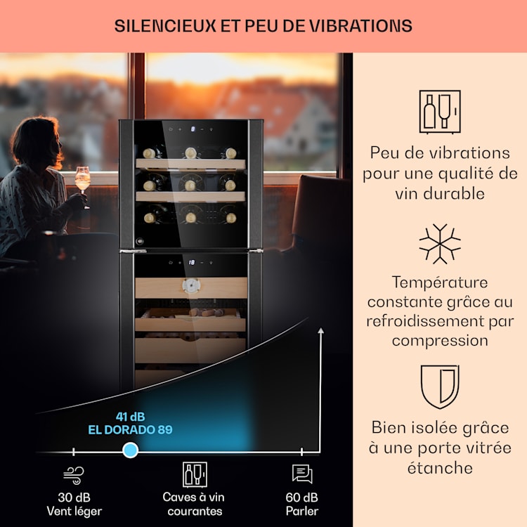 El Dorado 89 humidor & wijnkoelkast touch 89 liter led 89 liter | Zwart