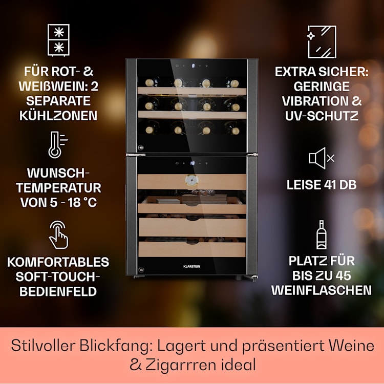 El Dorado 108 Humidor & Weinkühlschrank Touch 108L LED 108 Liter | Schwarz