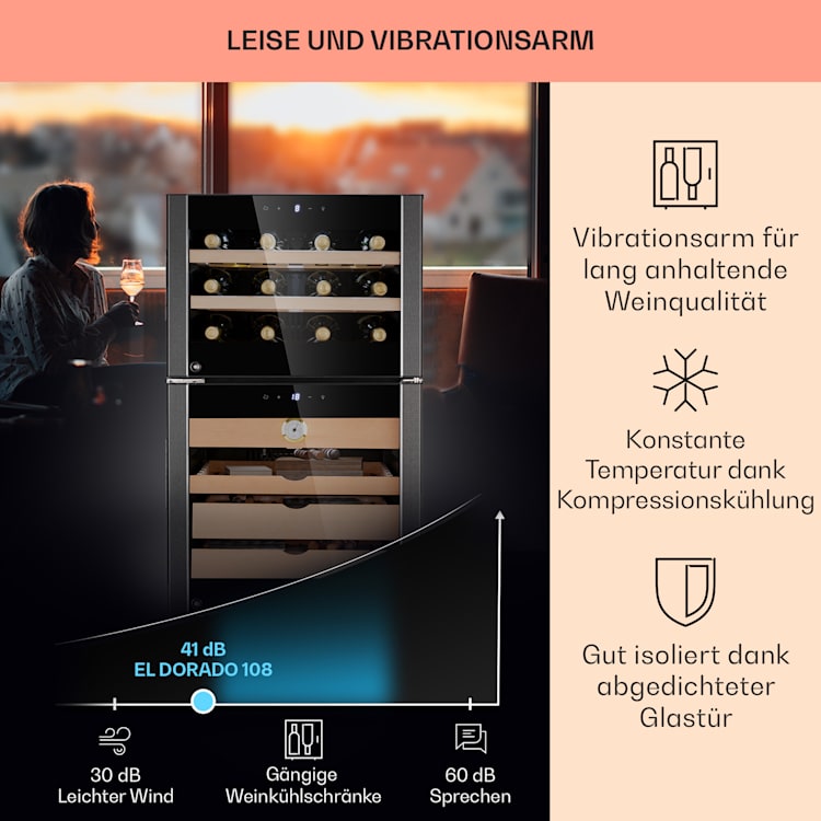 El Dorado 108 Humidor & Weinkühlschrank Touch 108L LED 108 Liter | Schwarz