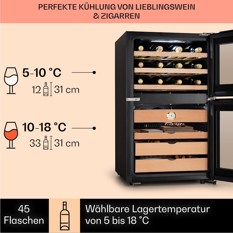 El Dorado 108 Humidor & Weinkühlschrank Touch 108L LED 108 Liter | Schwarz