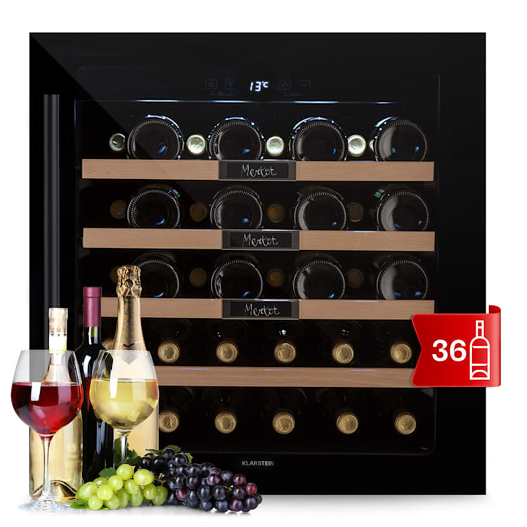 Refrigerador de vinhos de encastrar Vinsider 36 Built-In Uno 36 Garrafas 92 Litros Aço inoxidável 36 garrafas | 1 compartimento de refrigeração | Preto
