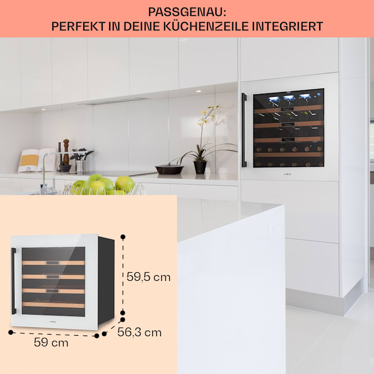 Vinsider 36 Built-In Uno Einbau-Weinkühlschrank 36 Flaschen 92 Ltr Edelstahl 36 Flaschen | 1 Kühlzone | Weiß