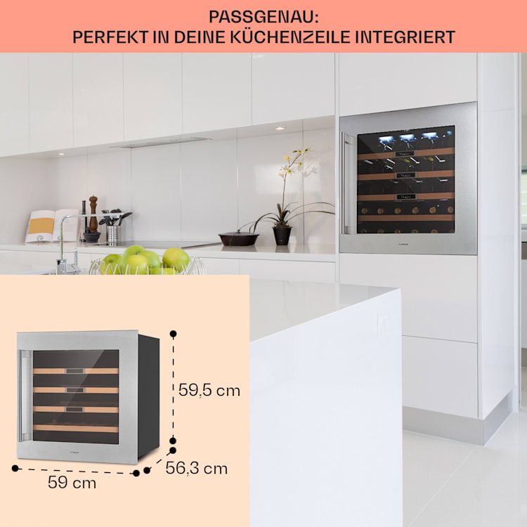 Vinsider 36 Built-In Uno Einbau-Weinkühlschrank 36 Flaschen 92 Ltr Edelstahl 36 Flaschen | 1 Kühlzone | Edelstahl