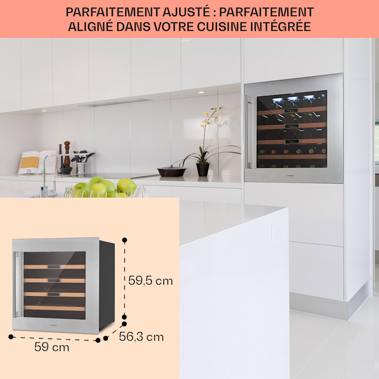 Vinsider 36 Built-In inbouw wijnkoelkast 36 flessen 92 liter roestvrij staal 36 flessen | 1 koelzone | Roestvrij Staal