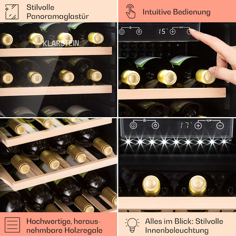 Vinetage 49 Uno Weinlagerschrank 110 Ltr / 49 Fl. 4-22°C Retro 49 Flaschen | 1 Kühlzone | Rot