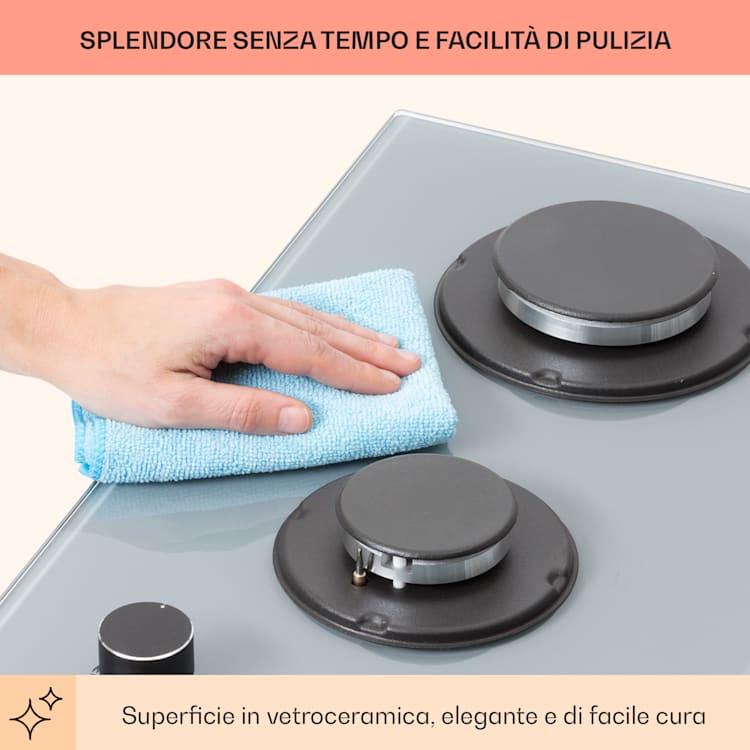 Firetale - Piano cottura a gas, 2 fuochi, bruciatori in alluminio, metano/propano, incl. tubo e riduttore di pressione 2 bruciatori | Grigio