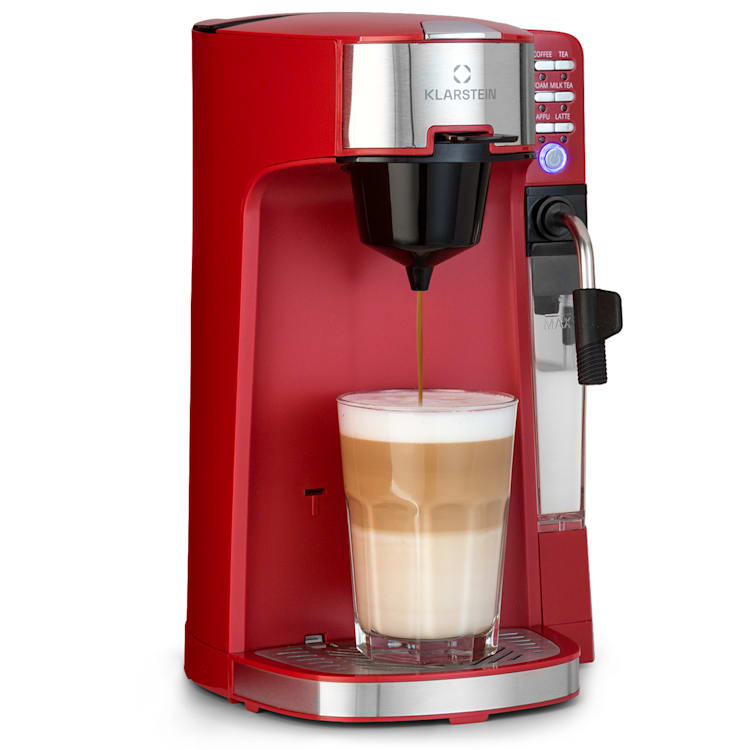 Baristomat 2-in-1-Heißgetränkeautomat Kaffee Tee Milchschaum Rot