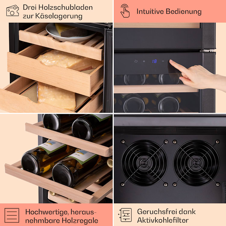 El Dorado 89 Käse & Weinkühlschrank 2 Zonen Touch 89L LED 89 Liter | Schwarz