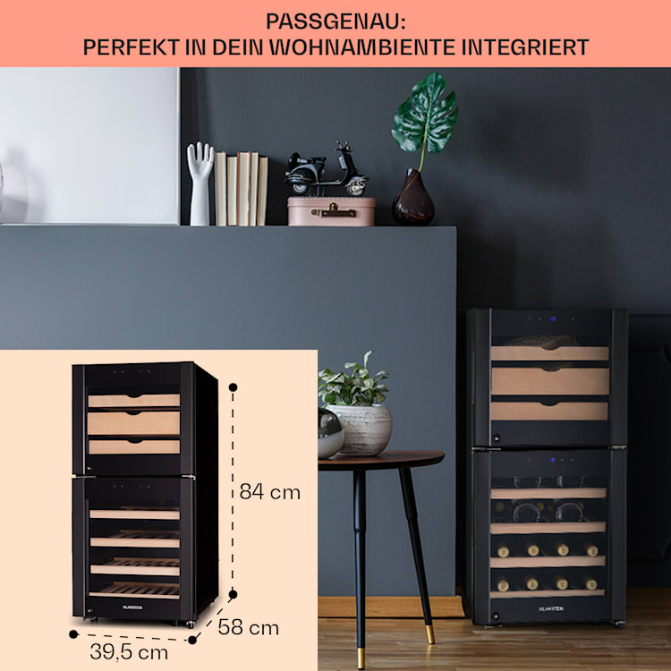 El Dorado 89 Käse & Weinkühlschrank 2 Zonen Touch 89L LED 89 Liter | Schwarz