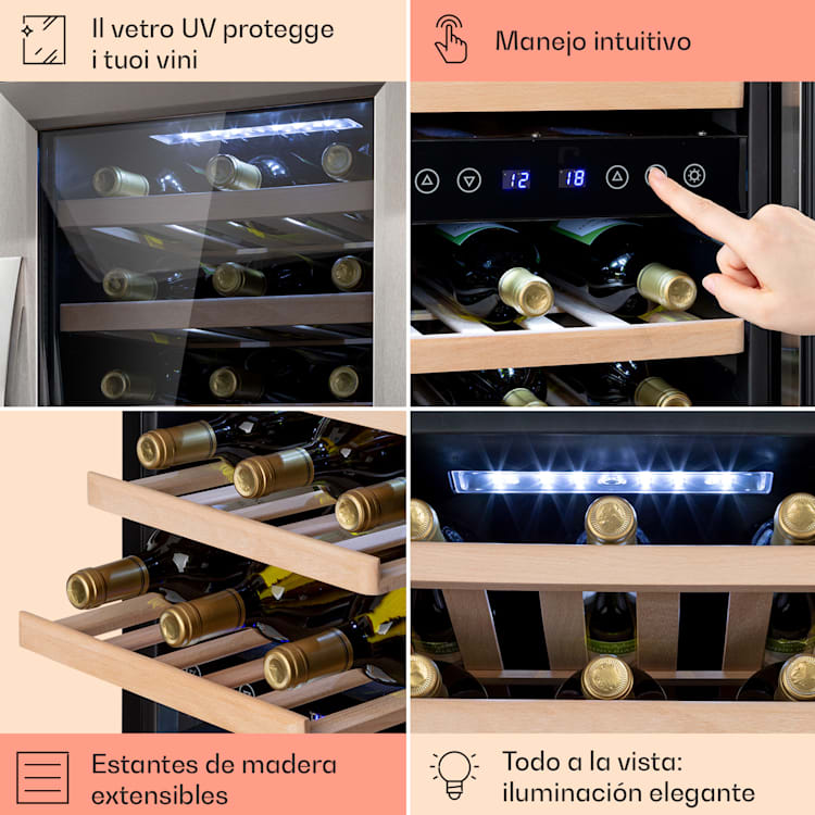 33 botellas | 2 zonas de refrigeración | Acero Inoxidable