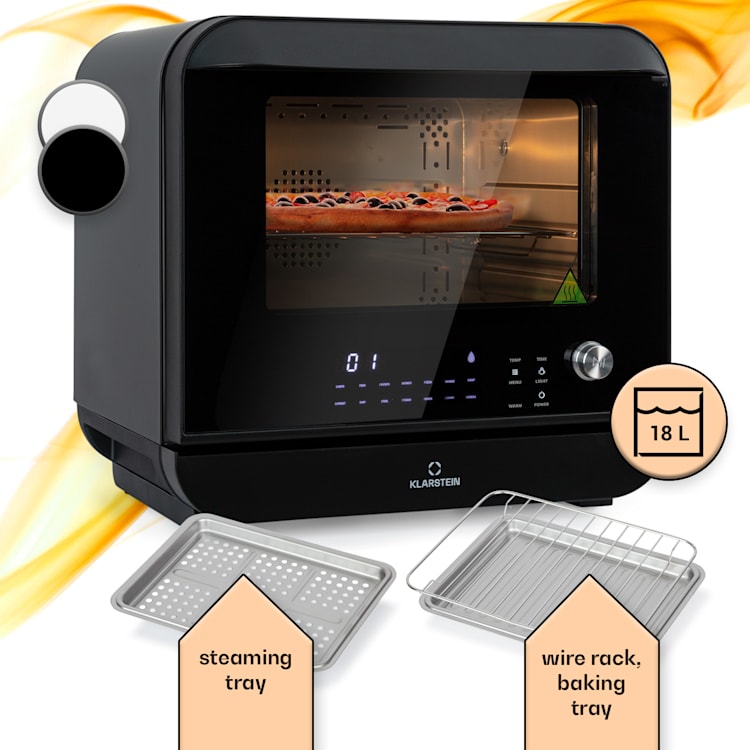 Vita Pro, teplovzdušná fritéza s varením v pare, 2450 W, 18 l, 14 programov, 800 ml nádrž na vodu Čierna
