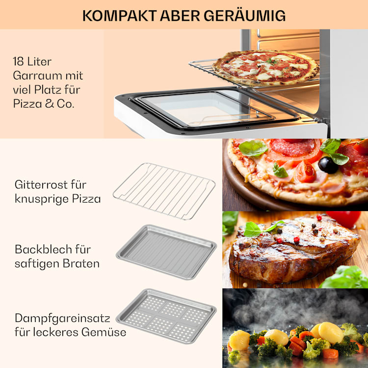 Vita Pro Heißluftfritteuse Dampfgaren 2450 W 18 Ltr 800 ml Wassertank Weiß