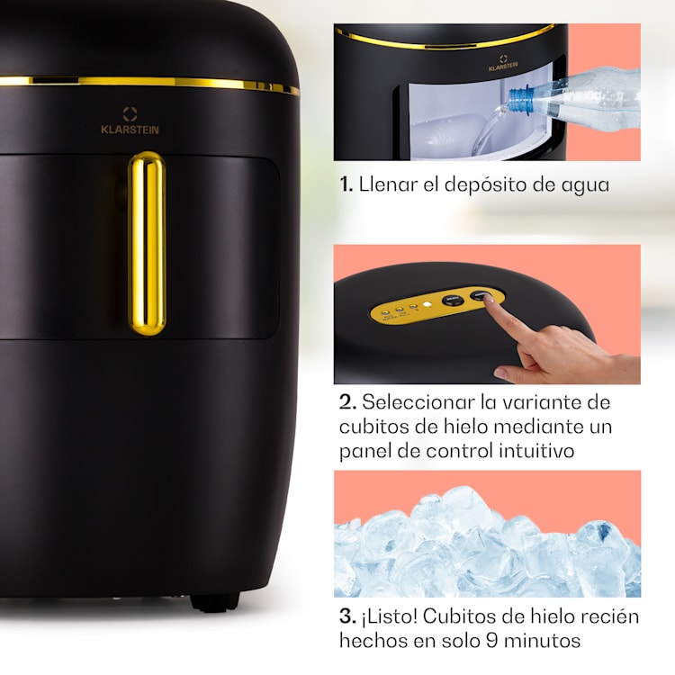 Máquina de cubitos de hielo Passau 2 tamaños 15 kg/24 h Auto-Clean 2,3 ltr | Negro