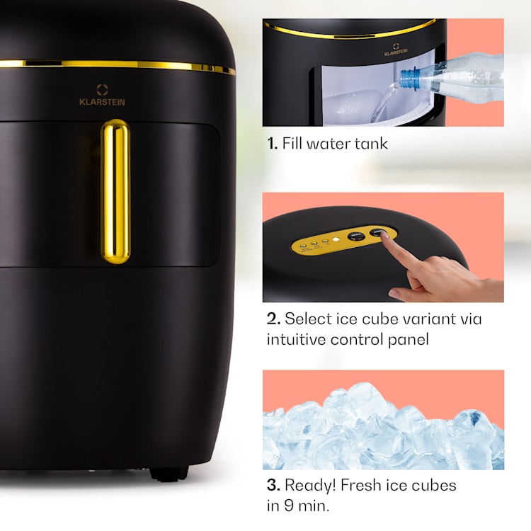 Passau ice cube machine 2 sizes 15 kg/24 h Auto-Clean 2,3 ltr | Black