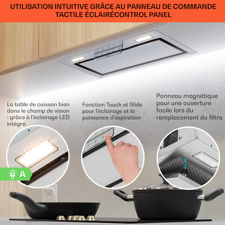 Camila Hotte aspirante encastrée 52 cm 397 m³/h LED tactile inox 52 cm | Acier Inoxydable